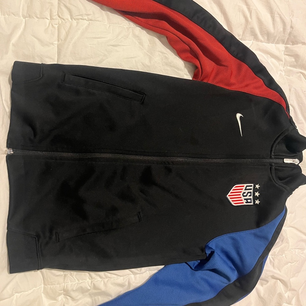 Black Nike USA Track Jacket with Red and Blue Sleeves